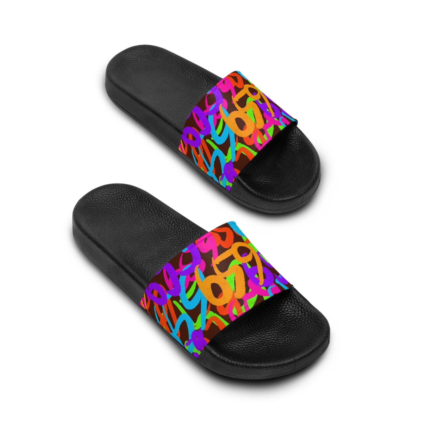 659 Graffiti Men's Slides (Brown)
