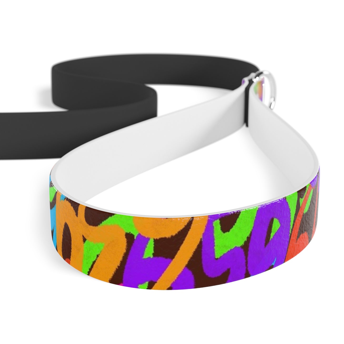 659 Graffiti Print Leash (Brown)