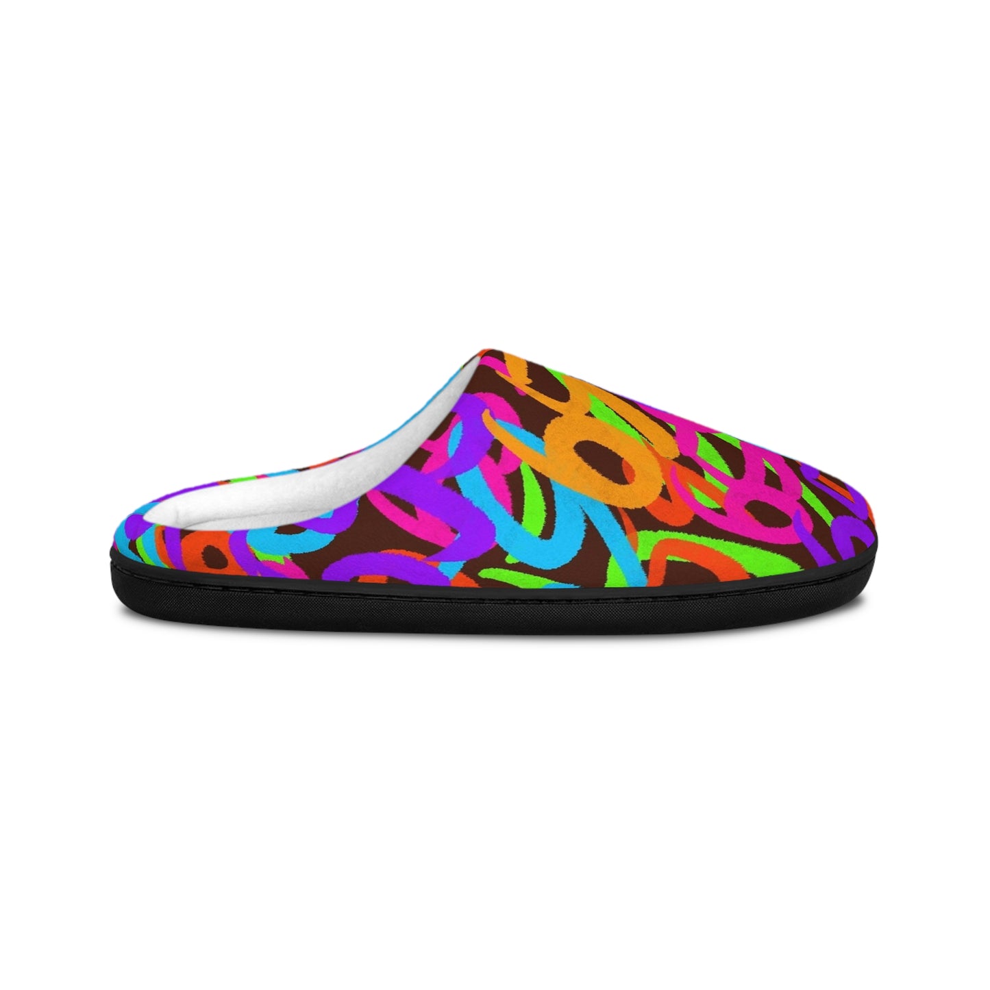 659 Graffiti Men's Indoor Slippers (Brown)