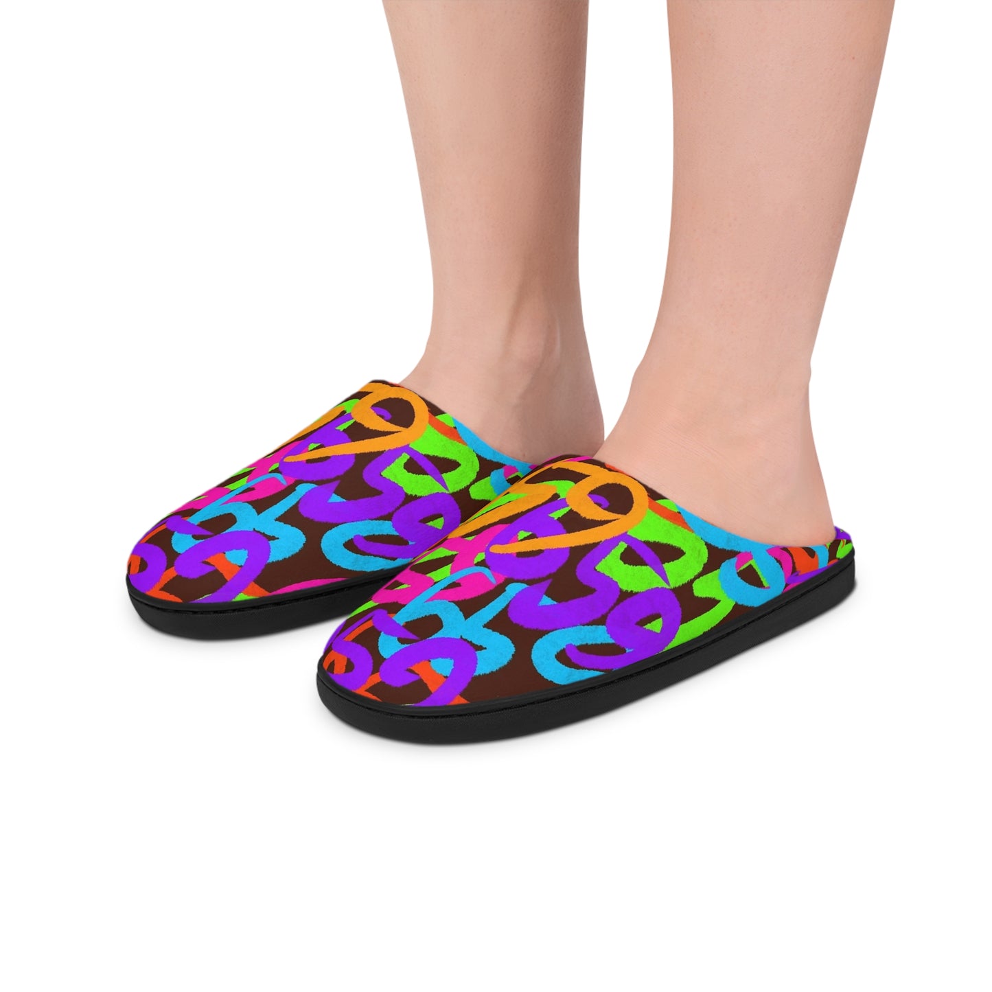 659 Graffiti Men's Indoor Slippers (Brown)