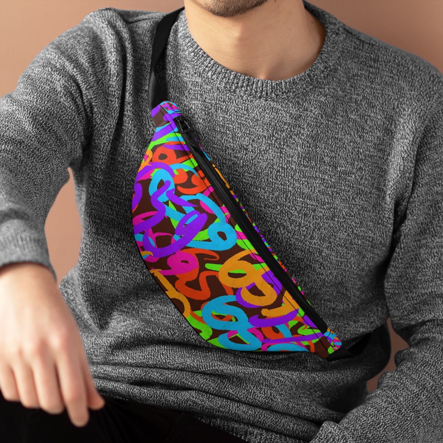 659 Graffiti Brown Fanny Pack