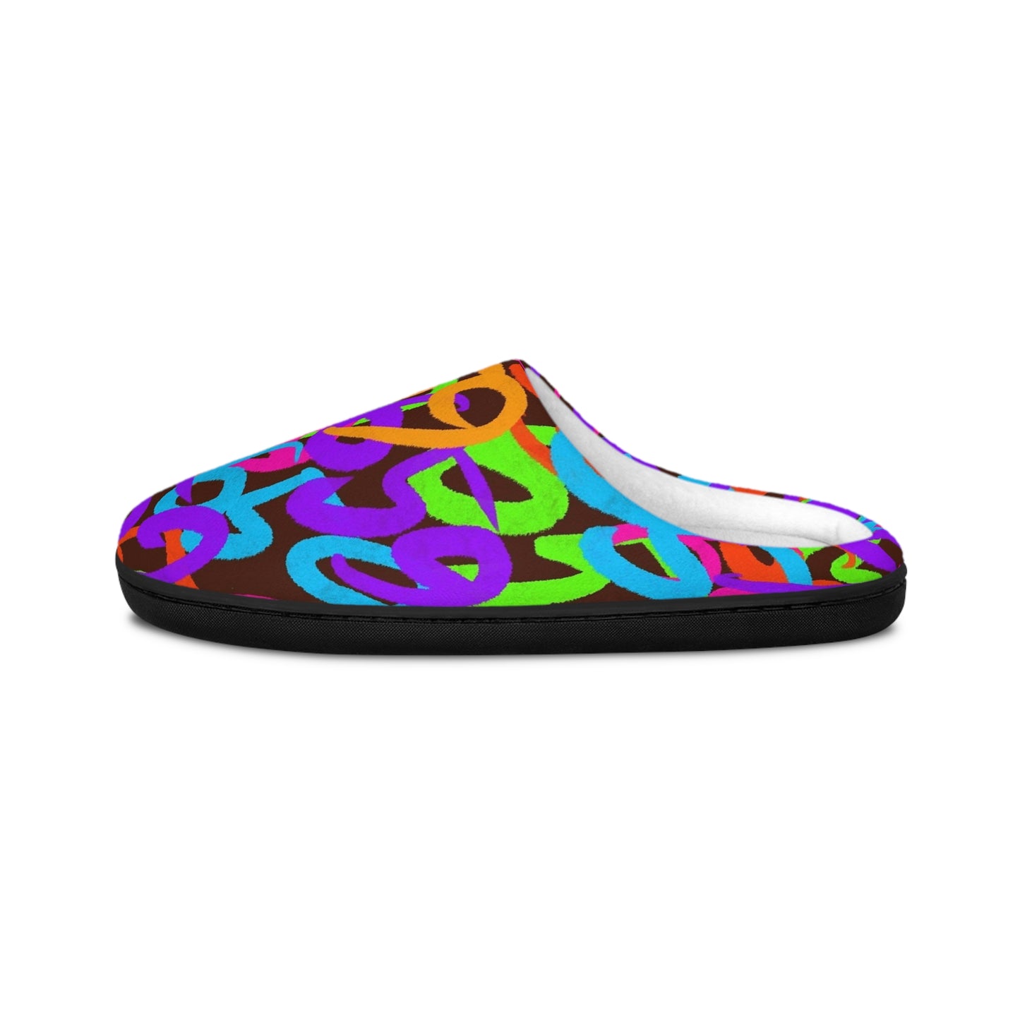 659 Graffiti Men's Indoor Slippers (Brown)
