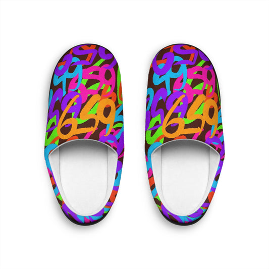 659 Graffiti Men's Indoor Slippers (Brown)