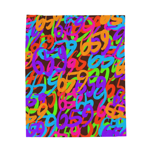 659 Graffiti Velveteen Plush Blanket (Brown)