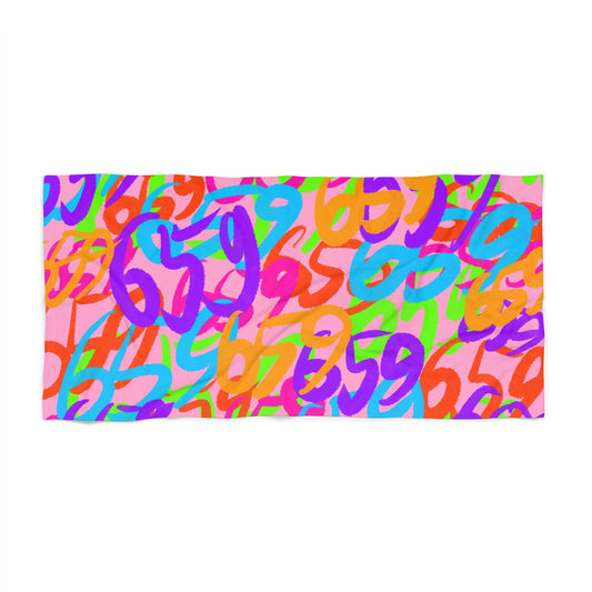 659 Graffiti Pink Beach Towel