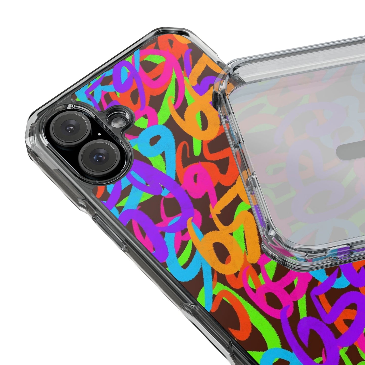659 Graffiti Magnetic Clear Impact Phone Case (Brown)
