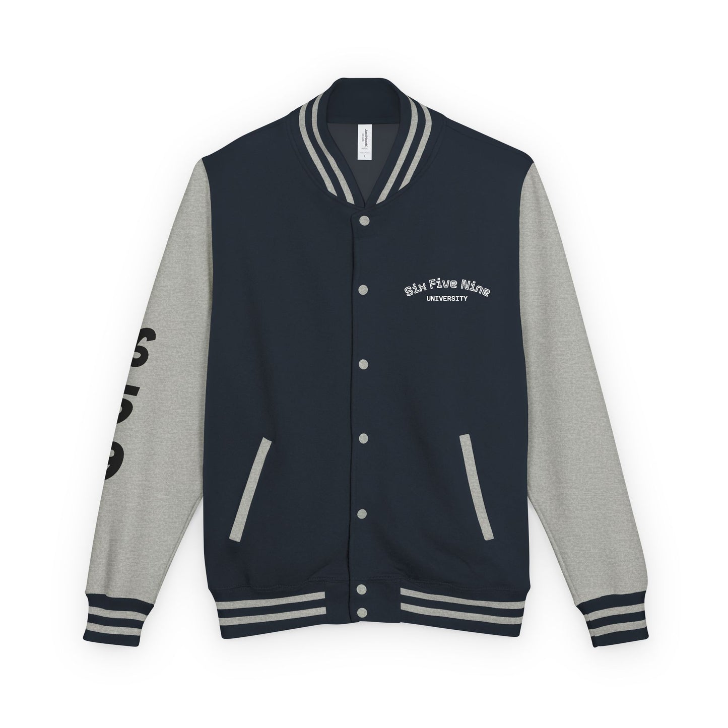Unisex 659 Heavyweight Letterman Jacket  (White/Black Accents)