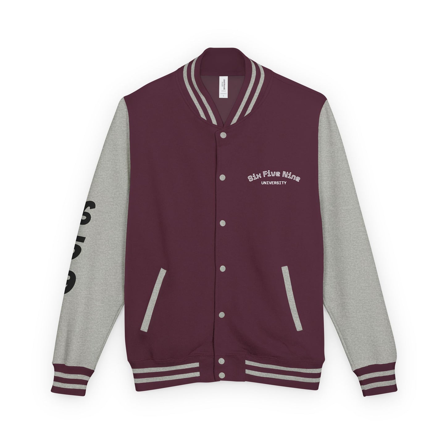 Unisex 659 Heavyweight Letterman Jacket  (White/Black Accents)