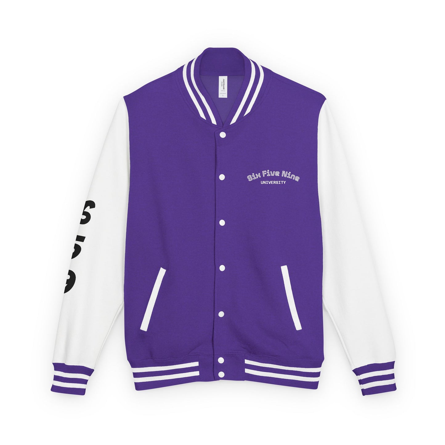 Unisex 659 Heavyweight Letterman Jacket  (White/Black Accents)