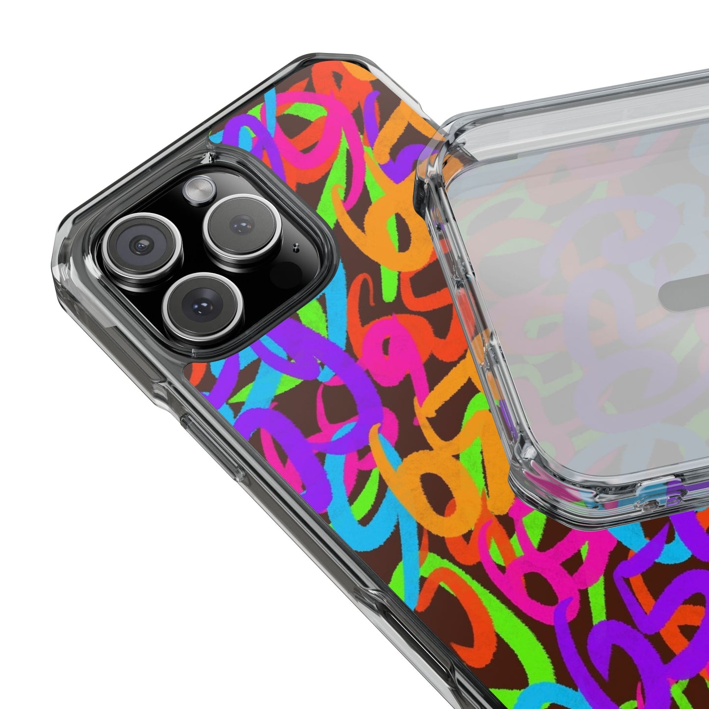 659 Graffiti Magnetic Clear Impact Phone Case (Brown)