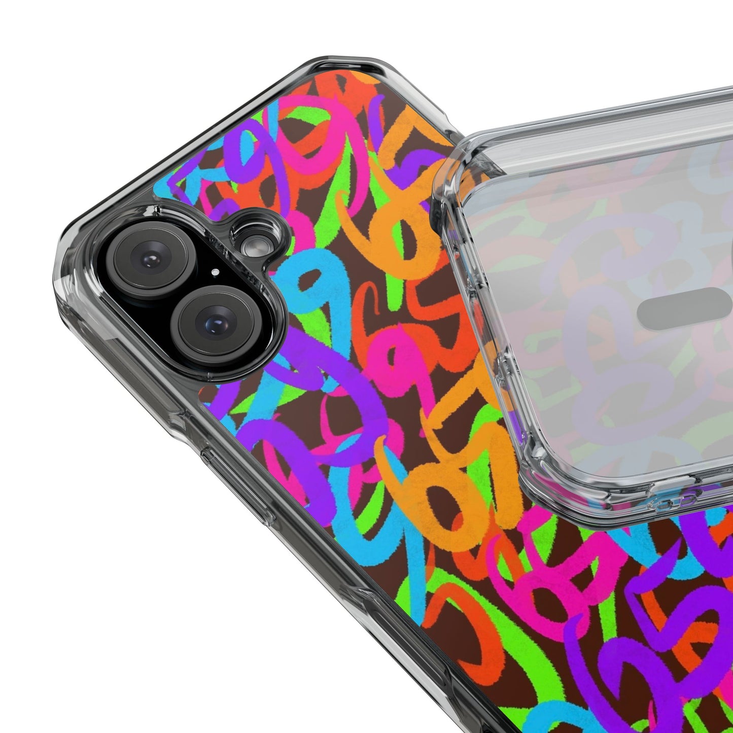 659 Graffiti Magnetic Clear Impact Phone Case (Brown)