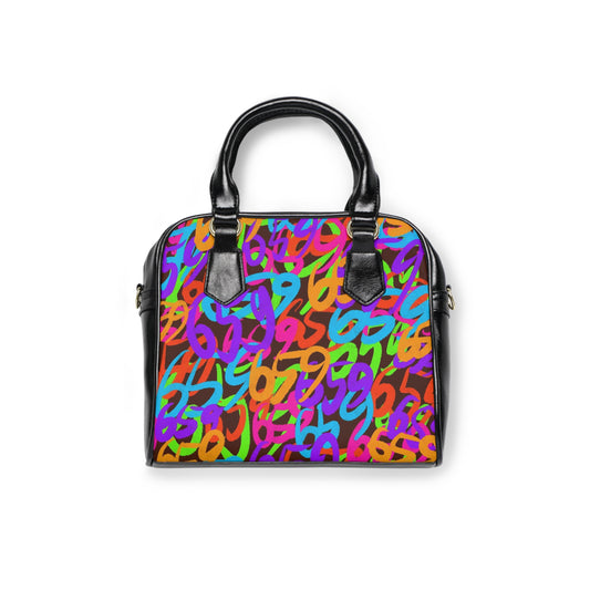 659 Graffiti Shoulder Handbag (Brown)