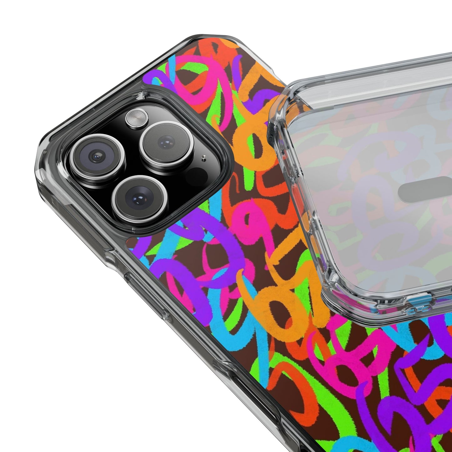 659 Graffiti Magnetic Clear Impact Phone Case (Brown)