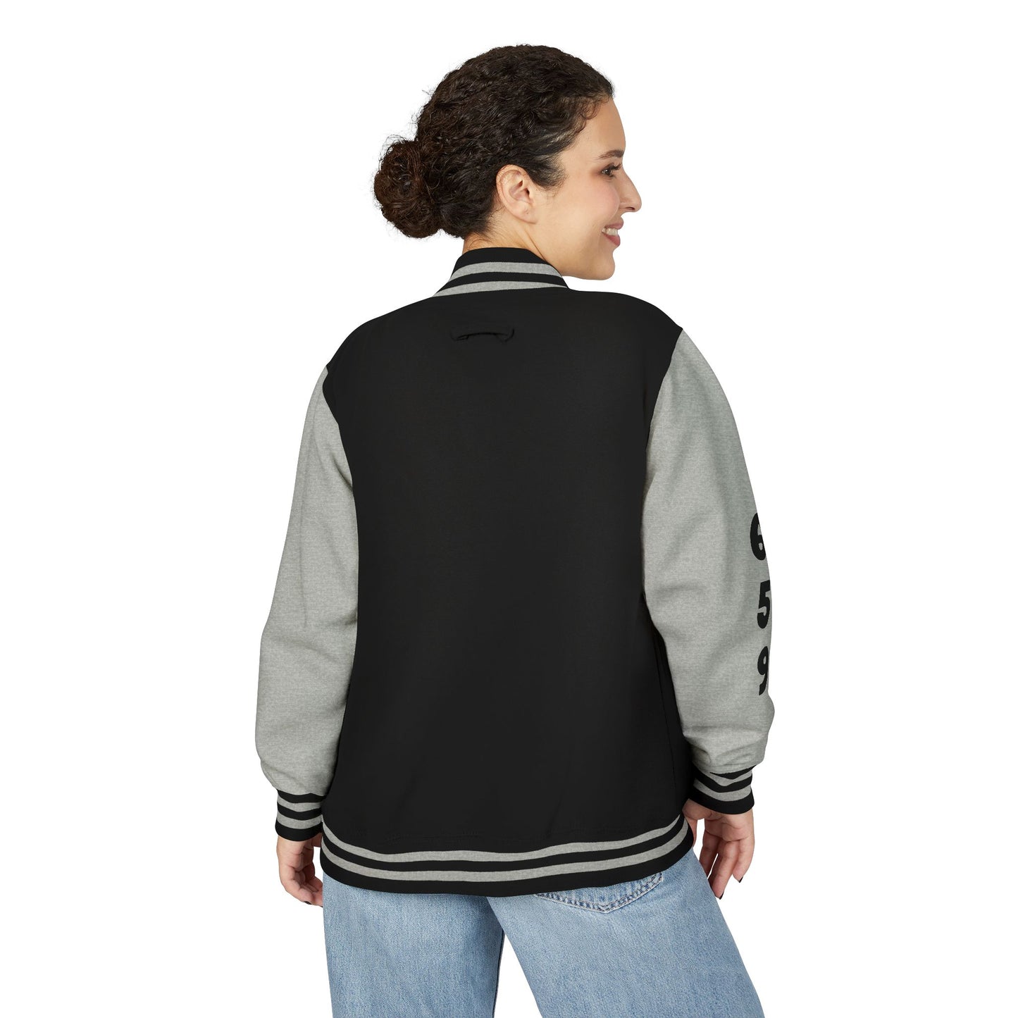 Unisex 659 Heavyweight Letterman Jacket  (White/Black Accents)