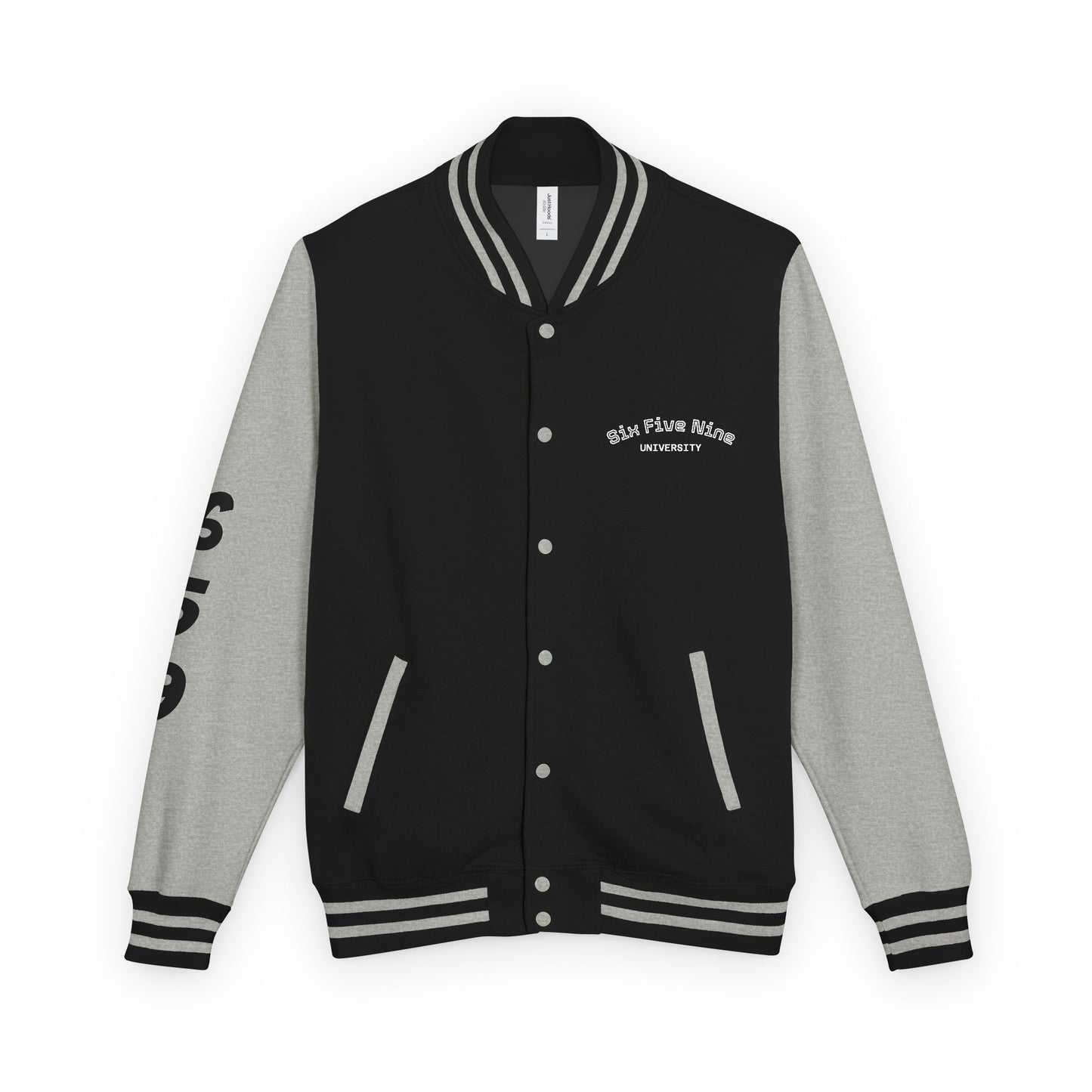 Unisex 659 Heavyweight Letterman Jacket  (White/Black Accents)
