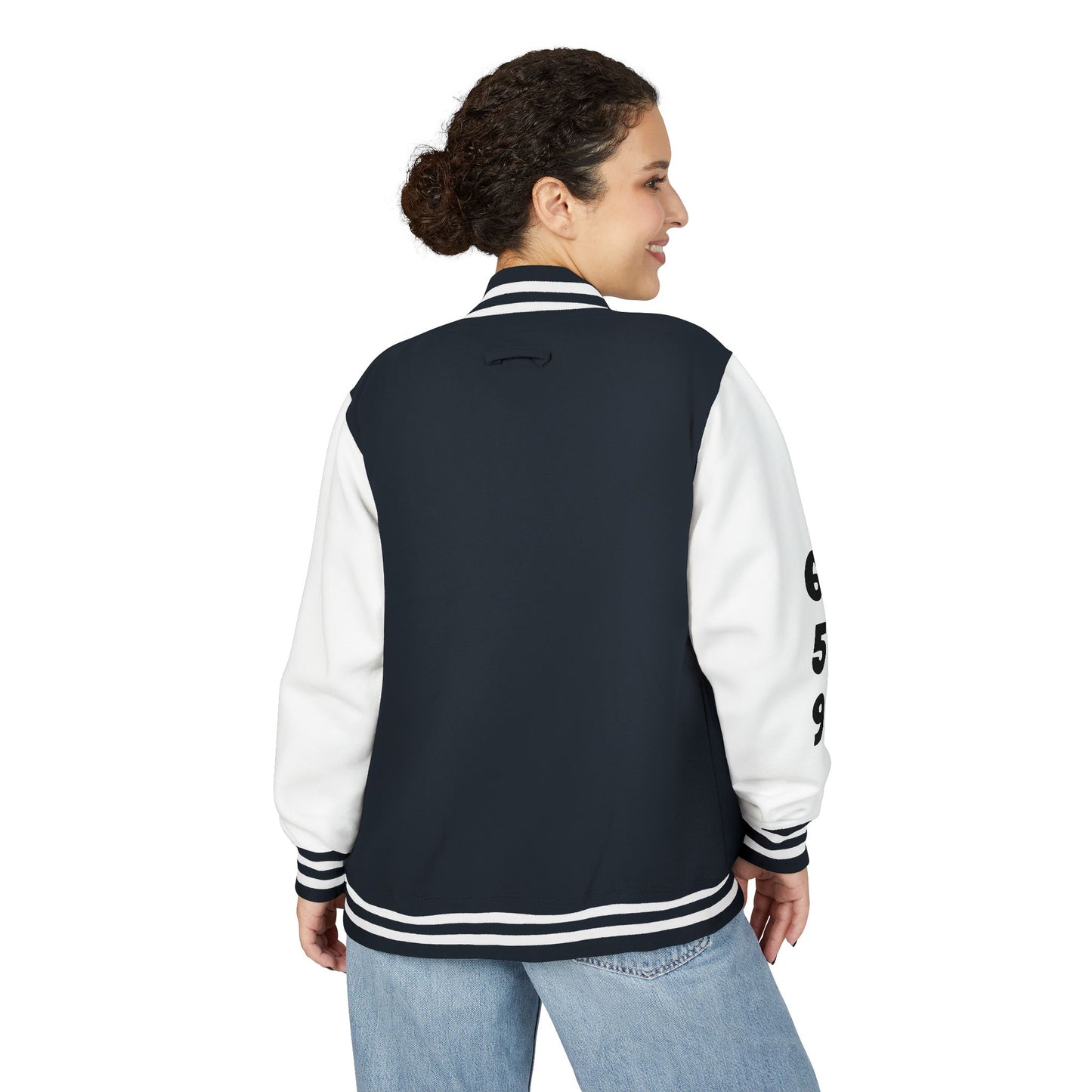 Unisex 659 Heavyweight Letterman Jacket  (White/Black Accents)