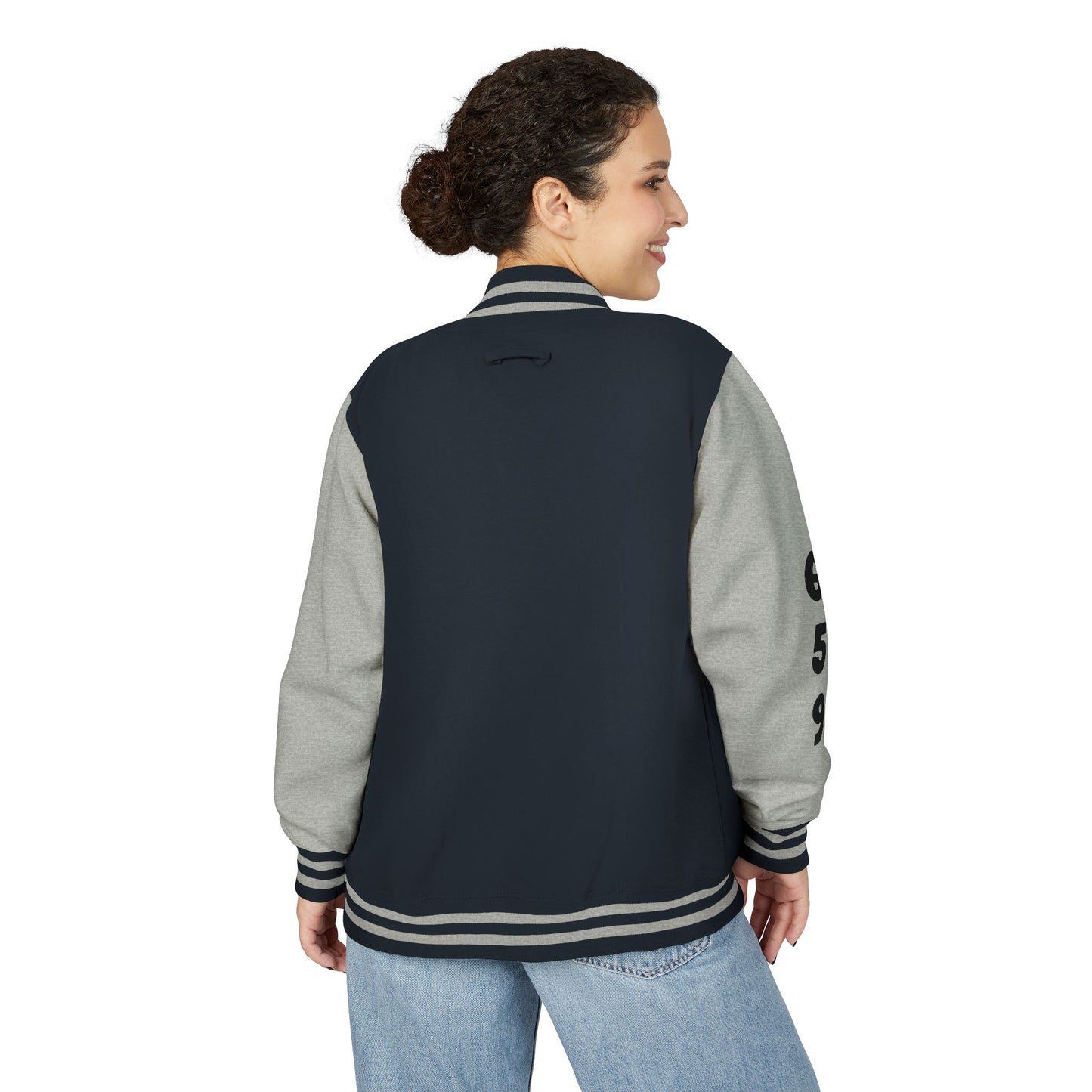 Unisex 659 Heavyweight Letterman Jacket  (White/Black Accents)
