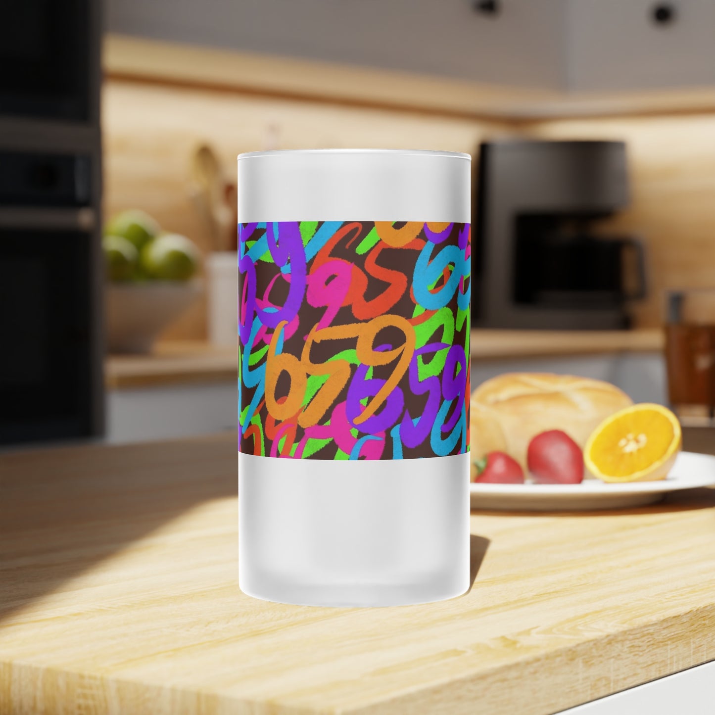 659 Graffiti Frosted Glass Beer Mug (Brown)