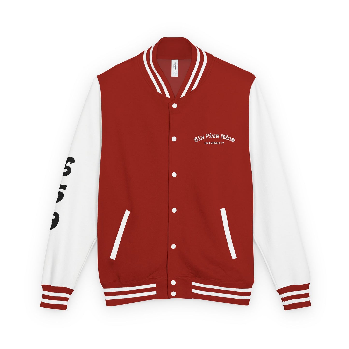 Unisex 659 Heavyweight Letterman Jacket  (White/Black Accents)