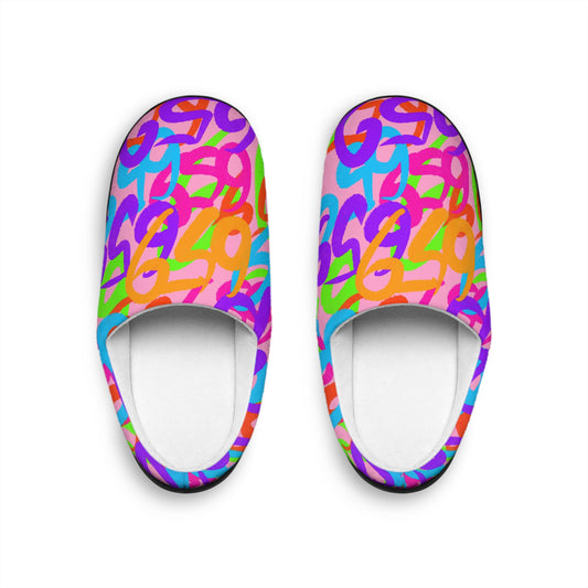 659 Graffiti Women's Indoor Slippers (Pink)