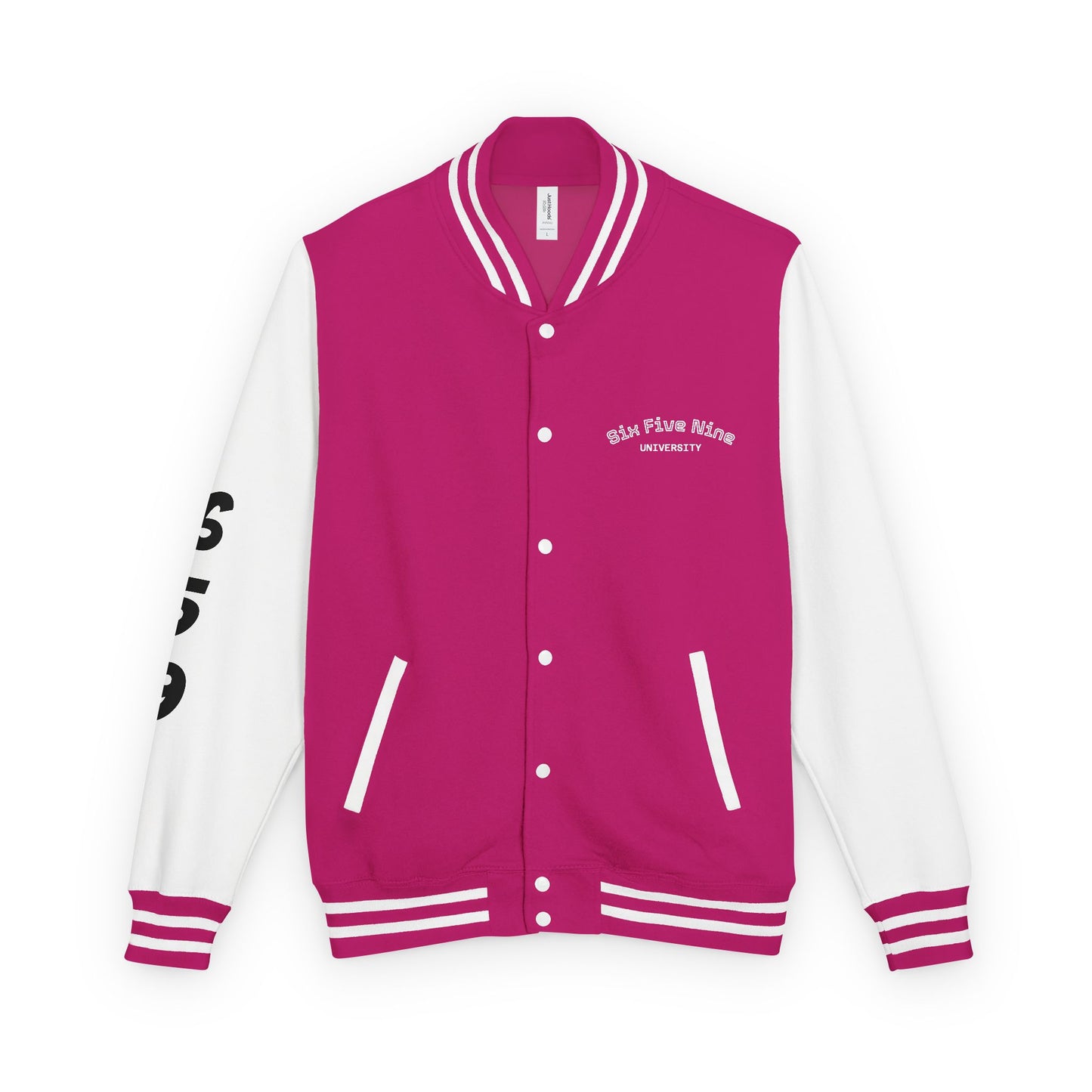 Unisex 659 Heavyweight Letterman Jacket  (White/Black Accents)