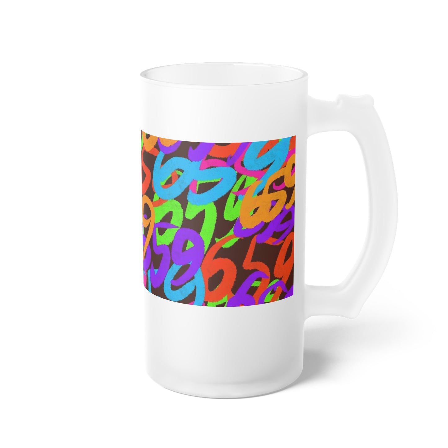 659 Graffiti Frosted Glass Beer Mug (Brown)