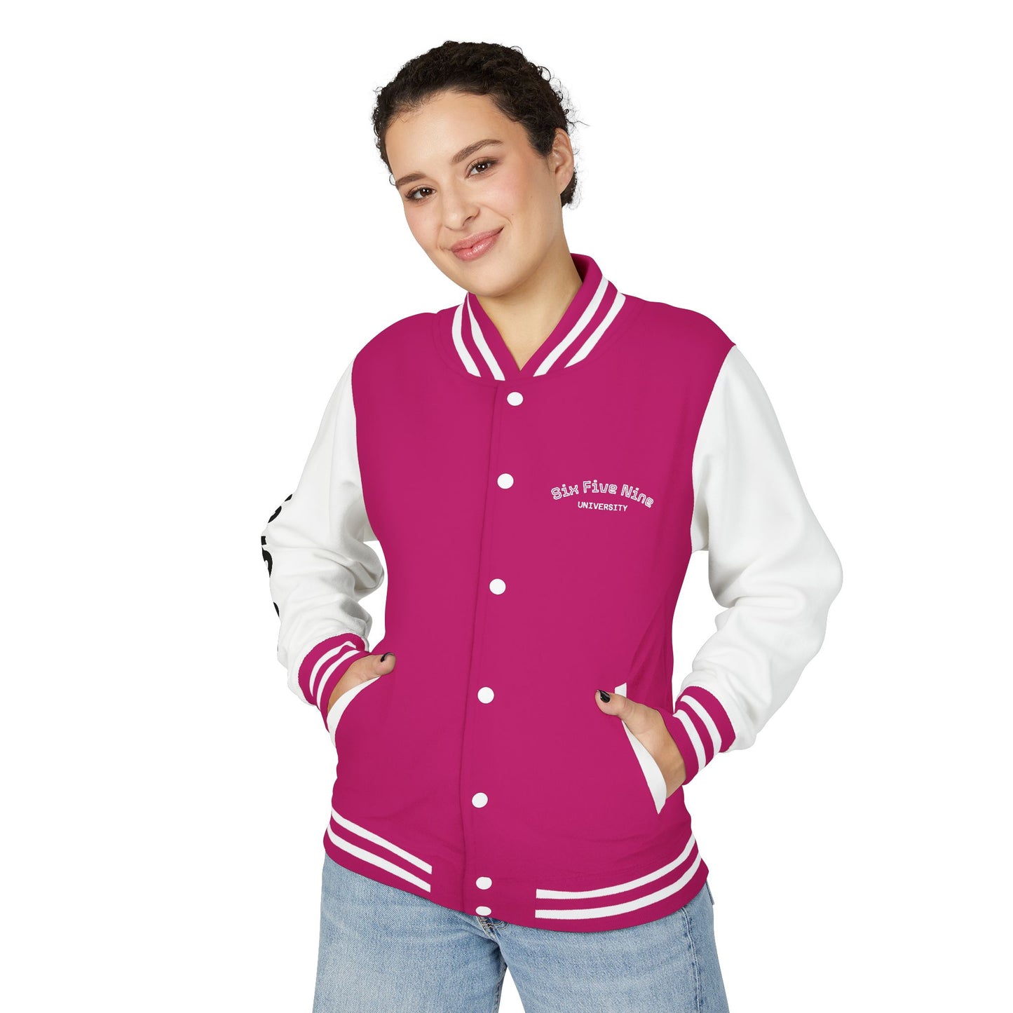 Unisex 659 Heavyweight Letterman Jacket  (White/Black Accents)