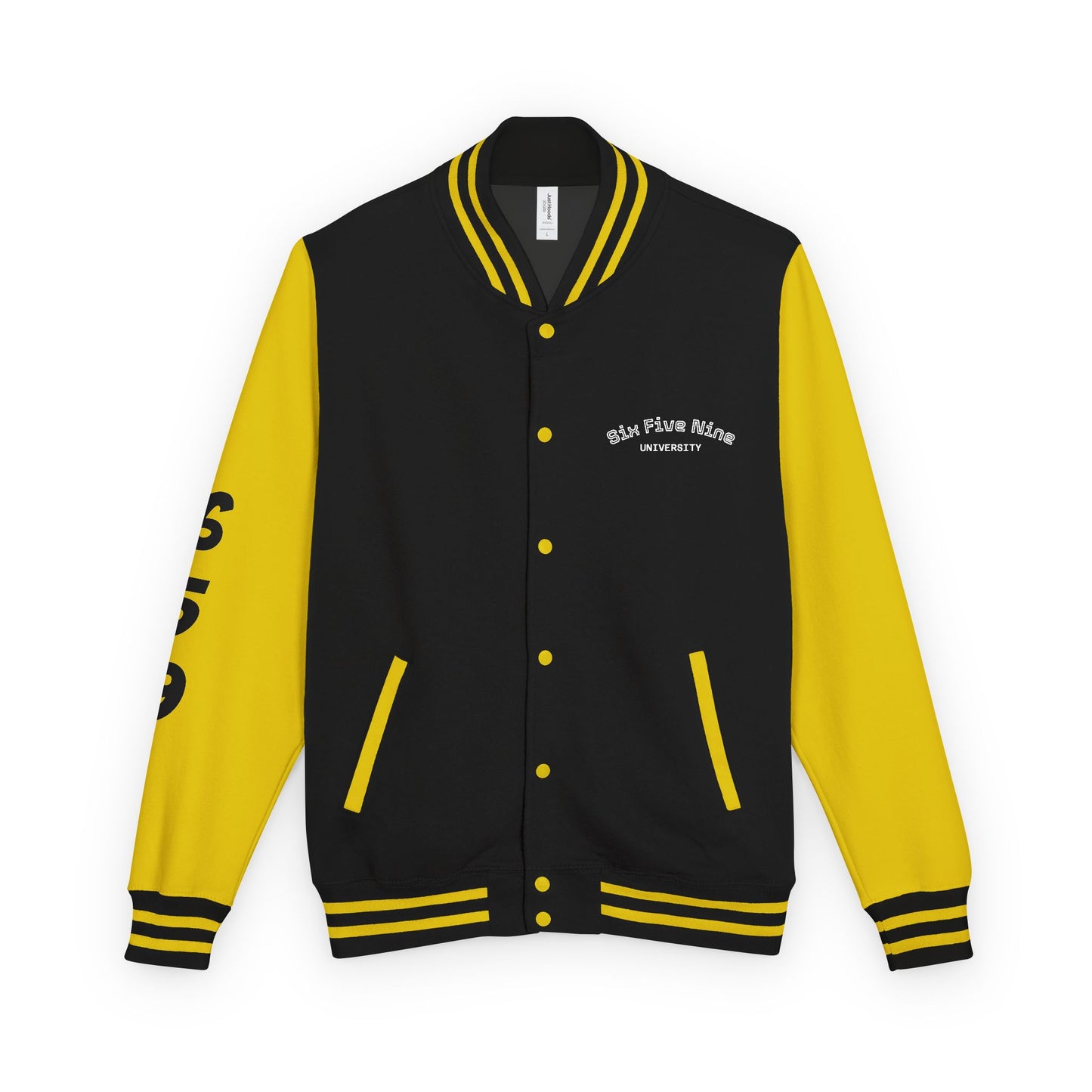 Unisex 659 Heavyweight Letterman Jacket  (White/Black Accents)