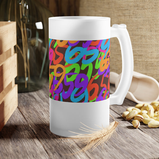 659 Graffiti Frosted Glass Beer Mug (Brown)