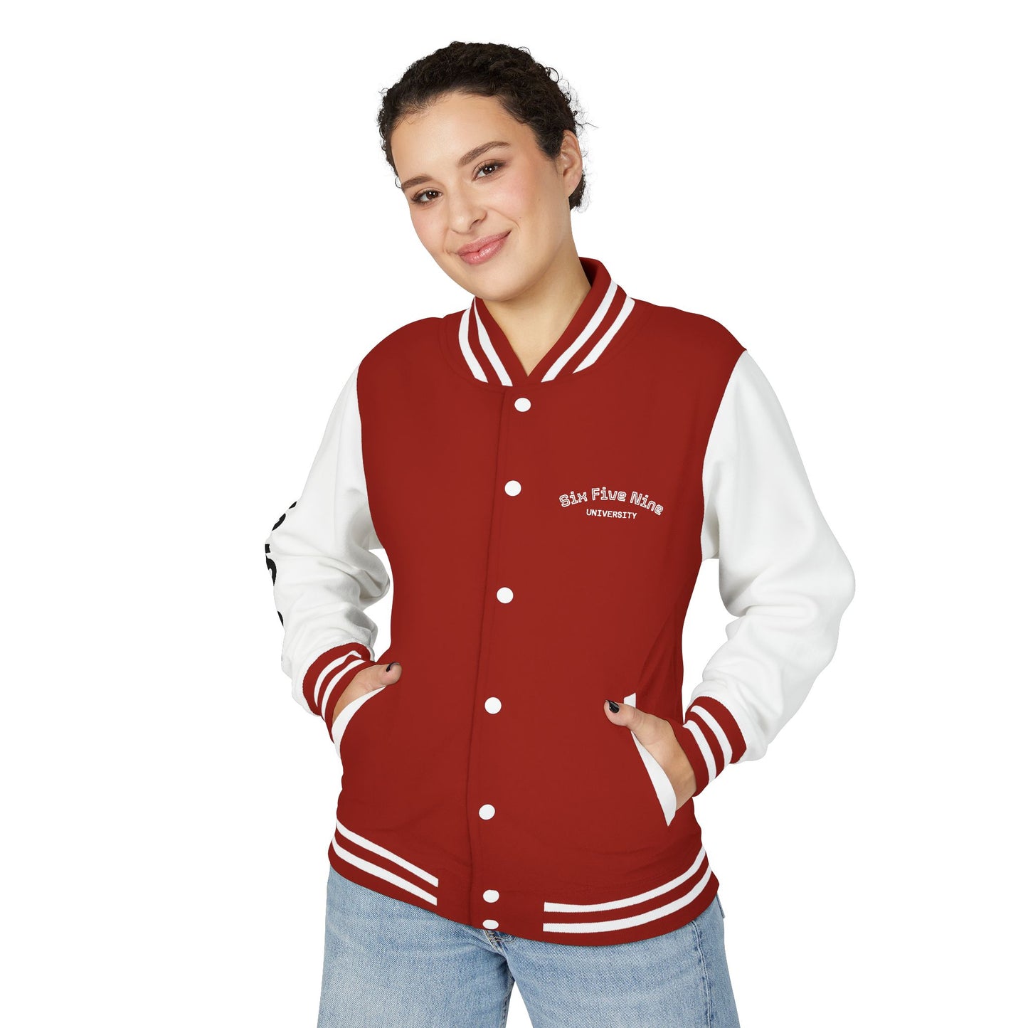 Unisex 659 Heavyweight Letterman Jacket  (White/Black Accents)