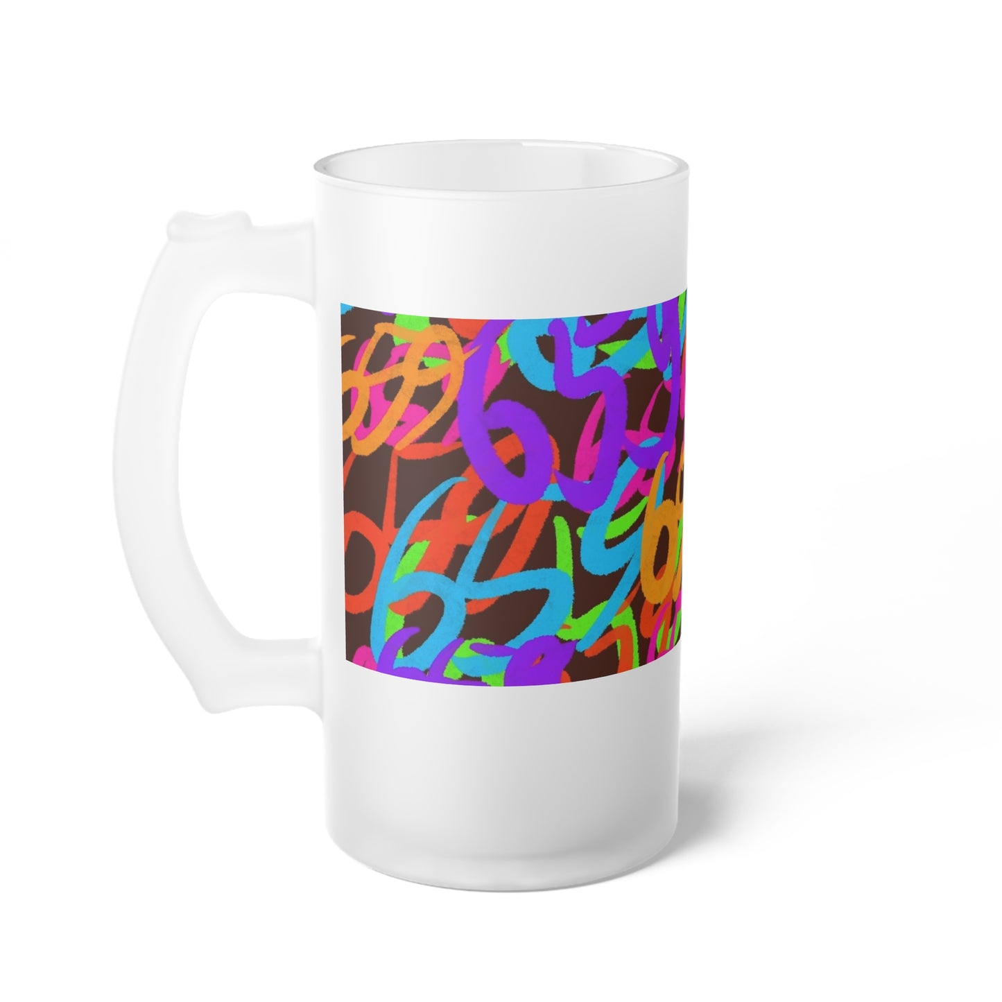 659 Graffiti Frosted Glass Beer Mug (Brown)