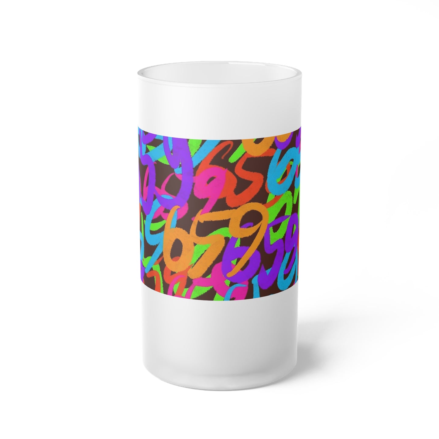 659 Graffiti Frosted Glass Beer Mug (Brown)