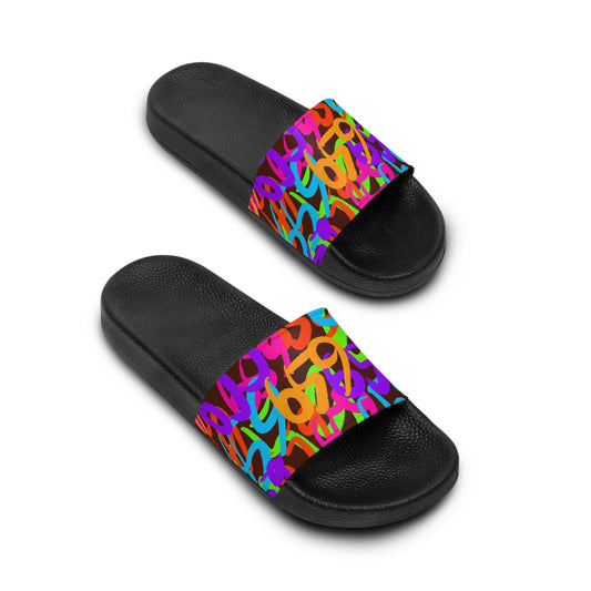 659 Graffiti Women's Slides (Brown)